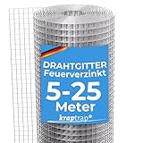 KrapTrap Volierendraht Drahtgitter I verzinkt I 12x12 I Stabiler Kaninchendraht I Wühlmausgitter I Kleintierzaun Hasengitter Hühnerdraht (1m x 5m)