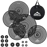 EASTROCK Becken-Set mit geringem Volumen, 5-teiliges Set mit Beckentasche, Filzen – 35,6 cm Hi-Hat, 40,6 cm & 45,7 cm Crash, 50,8 cm Ride (schwarz)