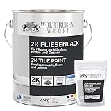 WO-WE 2K Fliesenlack – Fliesenfarbe für Küche, Badezimmer, Wand- & Bodenfliesen – Anthrazit-Grau ähnl. RAL 7016-2,5Kg