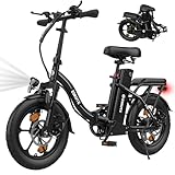 ESKUTE E-Bike Klapprad 16 x 2,5 Zoll Elektrofahrrad, E fatbike mit Abnehmbarem 36V 13Ah Akku, Lange Reichweite bis 100 km, Faltbares Pedelec für Erwachsene, Schwarz