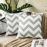 MIULEE 2er Set Outdoor Kissenbezüge Wellen Gestreift Kissenbezug Wasserdichte Kissenhülle Dekokissen Sofakissen Dekorativ Couchkissen Bezug für Sofa Wohnzimmer Balkon Garten 40x40 cm Dunkelgrau