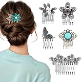 6 Stück Schmetterlings Einsteckkamm,Mabor Strass Steckkamm Haare Haarkamme zum Stecken French Comb Zinklegierung Haarkamm für Frauen mit dickem Haar(6 Stile,6 Größen)