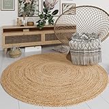 MY-RUG Jute Teppich rund 60 cm | Sisal-Teppich Wohnzimmer | handgewebter Juteteppich | flach gewebter Sisalteppich | Wohnzimmerteppich in Sisal-Optik nachhaltig aus Naturfaser | Nitin beige Natur