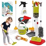 Dreamon Kinderstaubsauger Mit Saug und Soundfunktion, 14 PCS Putzset für Kinder, Staubsauger Kinder 15 × 56cm , Kinderbesen Set Spielzeug für Kinder ab 3 Jahren