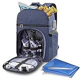 Vogano Picknick-Rucksack für 2 Personen mit isoliertem Kühlfach, mit leichter Decke, Besteck-Set, Strand-Camping-Lunch-Pack