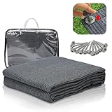 Ollewiellan Vorzeltteppich 250x250cm Campingteppich Outdoor Atmungsaktiv rutschfest Waschbare Schimmelfrei UV-Stabilisiert mit 12 Löchern, 13 Heringe und Tragetasche, Grau Blau