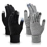 TAGVO 2 Paar Frauen Winter Strickhandschuhe,Paar Warme Handschuhe,Touchscreen Dünne Fleece Liner Vollfingerhandschuhe,Geeignet Für Indoor-Freizeitarbeit Oder Outdoor-Fahren Pendeln Einkaufen