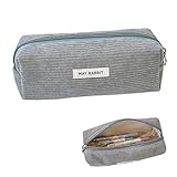 Federmäppchen Mädchen - Teenager Etui Schule,Schlamppermäppchen Cord,Studium Must Haves Stifte Mäppchen Aesthetic,Portable Federtasche Erwachsene,Pencil Case Aesthetic,Mäpchen für Schulsachen (Grau)