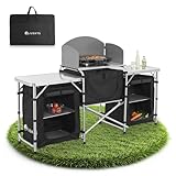 Juskys Campingküche faltbar mit Tragetasche - Outdoor Camping Küche Campingschrank klappbar - Faltbare Küchenbox - Schwarz