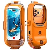 Focusor wasserdichte Handyhülle IPX8 Universelle Tauchen,Professionelle Unterwasser Hülle 15M Wasserfeste [Bluetooth Funktion][Einstellbarer Fokus] Case für iPhone Samsung Xiaomi 4.7-6.9',Orange