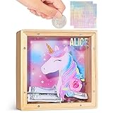 Beinou Spardose Kinder Sparschwein Mädchen Einhorn Sparbüchse Acryl- Sparkasse Piggy Bank Kinderspardose Taufgeschenke Jungen mit Personalisierten Buchstaben
