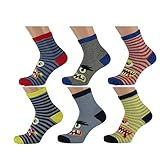 Lieblingsstrumpf24 6 er Pack Kinder Socken Jungen Mädchen Baumwolle Kurzschaft (Monster Mix, 35-38)