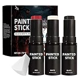 3 Stück Bodypainting Farben Set Schwarz Weiß Rot Körperfarben Set, Face Paint Halloween Spezialeffekt Make Up Set, Bodypainting Farben, Face Body Paint für Halloween Körperkunst Party Schminke