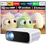 Wielio Full HD 1080P Beamer mit 4K Unterstützung, Bluetooth und WiFi, 18000 Lumen HD Display, Unterstützung 30-200 Zoll Projektionsgröße, Kompatibel mit iOS/Android/Laptop/Xbox(Schwarz)