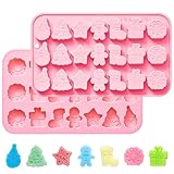 Weihnachten Silikon Schokoladenform - 1pc Urlaub Süßigkeitenform mit Weihnachtsmann, Weihnachtsbaum, Lebkuchenmann, Kranz, Stiefel, Stern & Geschenk - Mini Lebensmittelqualität Backformen für