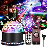 Discokugel, LED Discokugel bluetooth RGB Lichteffekte Discolicht Partylicht Musikspieler, RGB Disco Party Lampe Musikgesteuert 6 Lichtmodi mit Fernbedienung, EU Stecker für Heim Party Weihnachten