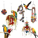 Rapidbok5 Stück Vogelspielzeug, Papagei Spielzeug, Wellensittich Spielzeug, Schaukelspielzeug, Kauspielzeug für Papageien, Wellensittiche, Sittiche, Conure, Aras, Finken
