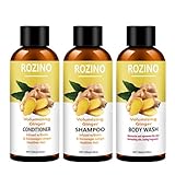Shampoo & Conditioner & Duschgel, Körperwäsche und Haarpflege, Geschenk-Set, Ingwer Hautpflege, entspannendes Spa-Set, Anti-Haarausfall, stärkt und Volumen, Badegeschenke für Sie und Ihn (3-teilig)
