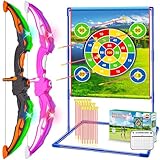 VATOS 2 Pack Bogen und Pfeil Kinder, Light Up Bogenschießen Spielzeug mit Ziel & 20 Pfeile, Indoor & OutdoorToys Geschenke für 3 4 5 6 7 8 Jahre alte Kinder Jungen Mädchen