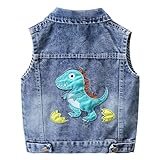 L SERVER Kinder Weste Jungen Jeansweste Denim Weste aus Baumwolle Cartoon Ärmellose Jacke Ärmellose Weste für Frühling und Herbst, Denim Blau, 92-98