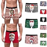 Dasongff Lustige Boxershorts Herren Baumwolle,Unterwäsche Herren,Bunte Männer Unterhosen Soft Slip Hochwertige Kurze Hosen Mode Weinachten Kostüm Papa Geschenk Weihnachten