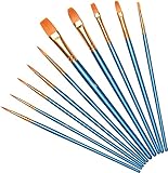 Vicloon Nylon Pinsel, 10 Stück Künstlerpinsel, Pinselset-Malen für Aquarell, Acryl & Ölgemälde, Perfektes Detail Pinsel für Anfänger, Kinder, Künstler und Gemälde Liebhaber - Blau