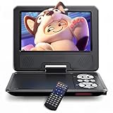 WOLFANG 9,5' Tragbarer DVD-Player für Kinder im Auto mit 7,5' HD-Schwenkbildschirm, Stereo-Lautsprechern, 6 Stunden Akkulaufzeit, Sync-TV/USB/SD-Karte-Unterstützung [Kein Blu-ray Support]-WDV01