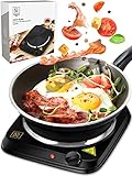 Premium Kochplatte Einzeln Elektrisch 1500W für Küche Schwarzer Metall Herdplatte 1 Kochfeld Elektrisch mit großem Kochfeld + Extra Langem 150cm Kabel Solide Elektro Herdplatte für Büro, Camping