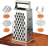 Minnhua Vierkantreibe 8,5 x 23,9cm Reibe Edelstahl mit 4 Reibeflächen Reibe für Gemüse Gemüsereibe Manuell Raspel Reibeisen Küchenreibe für Kartoffelreibe Gemüsehobel Käse Obst Spülmaschinengeeignet