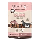 QUATTRO SUPER PREMIUM Hund Lachs Meat Jerky, 130g, Alle Altersstufen, Gefriergetrocknet, Hoher Proteingehalt