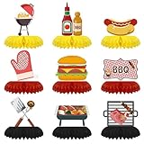 9PCS BBQ Party Dekorationen BBQ Baby Dusche Tischaufsätze Picknick Dekorationen Waben Tischaufsätze für Baby Q Baby Dusche Dekorationen Sommer Geburtstag Party