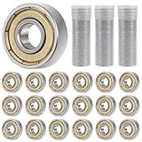 30 Stück 608zz Kugellager Kohlenstoffstahl Skateboard Kugellager Double Shielded Rillenkugellager Kugellager 22x8x7mm 608 Bearings für Skateboards, Roller, Inline Skates (Silber)