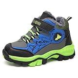 Thlppe Kinder Schuhe Winterschuh Schneestiefel Jungen Trekkingl Stiefel rutschfeste Wanderstiefel Outdoor Baumwollschuhe Grün33EU