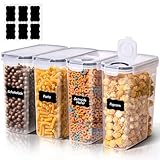 ComSaf Vorratsdosen mit Deckel Luftdicht 4L, 4er Müsli Aufbewahrung, Aufbewahrungsbox mit Deckel Groß, Vorratsbehälter mit Etiketten, Küchen Organizer für Müsli, Cornflakes, Spaghetti, Reis Behälter