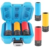 TECPO Kraft Schoneinsätze 3-teilig Alu-Felgen Nuss Set Steckschlüssel Satz Stecknüsse SW 17mm 19mm 21mm