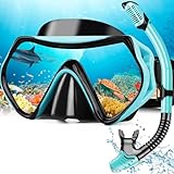 Hydomi Schnorchelset Erwachsene Anti-Fog Taucherbrille mit 180° Panorama Sichtfeld, Dry Top Schnorchel 3-Kanal System, Auslaufsichere Tauchmaske aus gehärtetem Glas für Tauchen Schwimmen