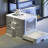 Katzentoilette | Faltbar Katzenklo mit Deckel | Inklusive Scoop-Massage-Kamm-Bürste-Haustier-Silikon-Shampoo-Bürste | Feder-Teaser-Katzenspielzeug – Große Kapazität, Leicht zu Reinigen（51X41X38CM）