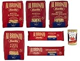 Barilla Al Bronzo Mix – 6 x 500 g: Linguine, Spaghetti, Penne Rigate, Mezze Penne, Mezzi Rigatoni, Fusilli | extra raue Oberfläche, Premium Hartweizengrieß + Italian Gourmet polpa