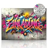 brint.® | 12x Einladungskarten Kindergeburtstag Junge & Mädchen | Graffiti | Freches Design mit cooler Rückseite | Geburtstagseinladungen zur Party-Einladungen für Jungen zum Geburtstag Kinder