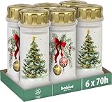 Bolsius - Grablicht nr 6 + Deckel - Mit Weihnachtsmotiv - 4 Stück - Brenndauer 70 Stunden - Enthält Natürliches Pflanzenwachs - Ohne Palmöl