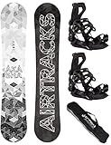 Airtracks Herren Snowboard Set Freeride Freestyle - Akasha Hybrid Rocker Wide Snowboard 159 - Softbindung Master XL - SB Bag