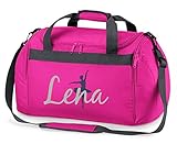 Sporttasche mit Namen | Personalisieren & Bedrucken | Motiv Ballett-Tänzerin | Reisetasche Umhänge-Tasche für Mädchen | inkl. Namensdruck (pink)
