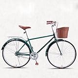 Citybike Singlespeed 26 Zoll Mit Querstange und Korb Leichtes Schülerfahrrad für Damen und Herren A1