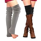 PHOGARY 2 Paare Stulpen Damen Lange Winter Beinwärmer, Stulpen Mädchen Beinstulpen Damen Stricken Häkelarbeit Pulswärmer Leg Warmers Mädchen Stiefel Boot Abdeckung Alpaka Socken für Winterwärmer