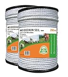 2 Rollen a 200 mtr. Elektroseil Seil 6 mm Weidezaun Elektrozaun Weidezaunseil