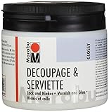 Marabu 11400075844 - Transparenter Lack und Kleber für Serviettentechnik, glänzend, 500 ml Dose, auf Wasserbasis, Wetterfest und lichtbeständig, auch für Bügeltechnik, Cremefarben