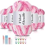 Maxee 500g(5×100g) Samtig Babywolle,Kuschelweich Velvet Chenillegarn Flauschige, Weich Plüschwolle Häkelgarn Wolle zum Stricken & Häkeln