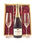 Taittinger Brut Millésimé Vintage Champagne 2016 with Two Riedel Crystal Champagne Flutes in einer Geschenkbox, da zu 4 Weinaccessoires, 1 x 750ml