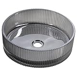 ANHELO Glaswaschbecken zum Aufsetzen, Durch. 39,5cm, Schwarz