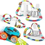 Ark miido Autorennbahn Autorennbahn Rennbahn Auto Spielset Inklusive 138 Stück Tracks Rennbahn Racetrack Spielset für Kinder ab 3 Jahre alt